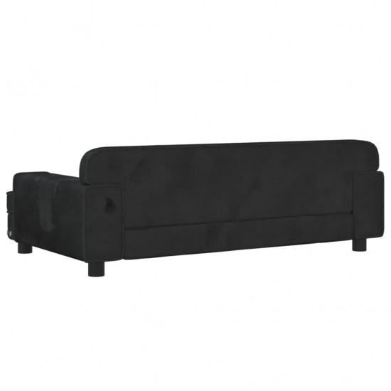 Vaikiška sofa, juodos spalvos, 90x53x30cm, aksomas