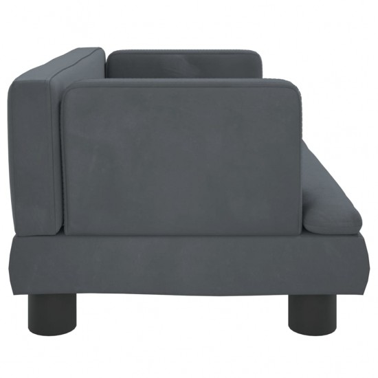 Vaikiška sofa, tamsiai pilkos spalvos, 60x40x30cm, aksomas