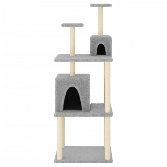 Draskyklė katėms su stovais iš sizalio, šviesiai pilka, 167cm