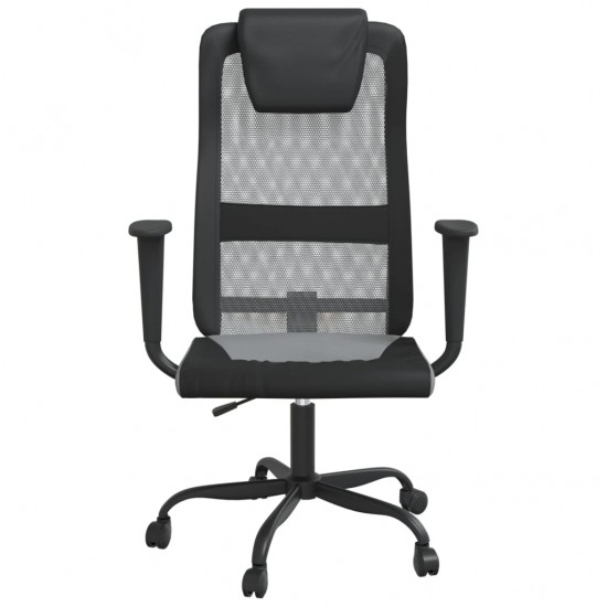 Biuro kėdė, pilka ir juoda, tinklinis audinys ir dirbtinė oda