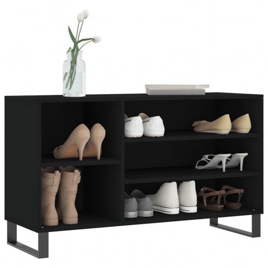 Spintelė batams, juodos spalvos, 102x36x60cm, apdirbta mediena