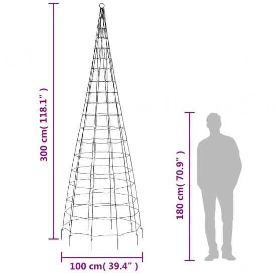 Kalėdų eglutė ant vėliavos stiebo, 300cm, 550 spalvotų LED