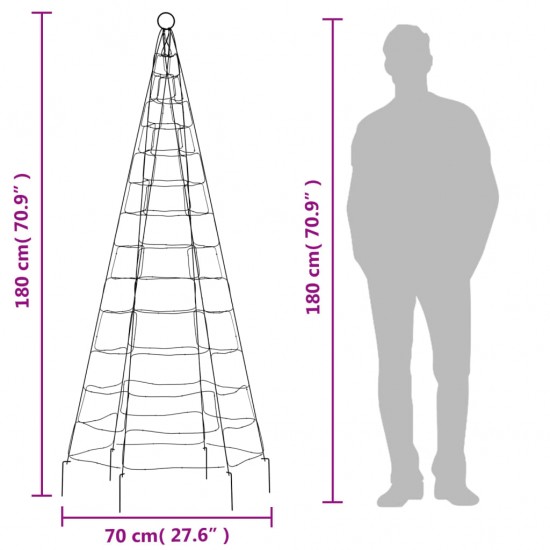 Kalėdų eglutė ant vėliavos stiebo, 180cm, 200 šaltų LED