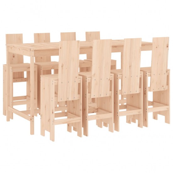 Sodo baro baldų komplektas, 9 dalių, pušies medienos masyvas
