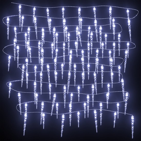 Kalėdinė girlianda varvekliai, 200 šaltų baltų LED, akrilas/PVC