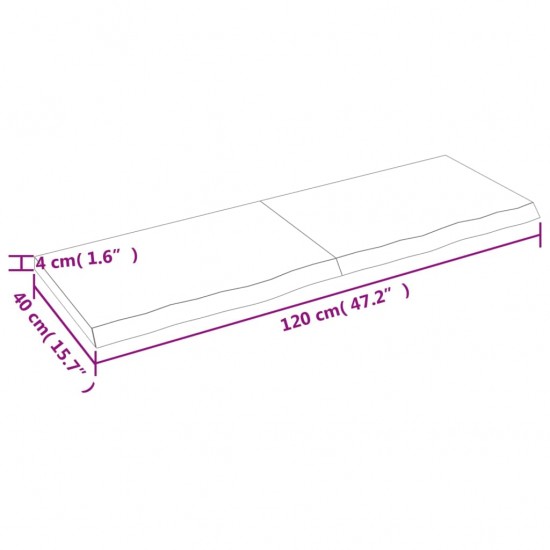 Stalviršis, 120x40x(2–4)cm, neapdorotas ąžuolo medienos masyvas