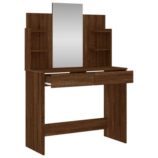 Kosmetinis staliukas su veidrodžiu, rudas ąžuolo, 96x39x142cm