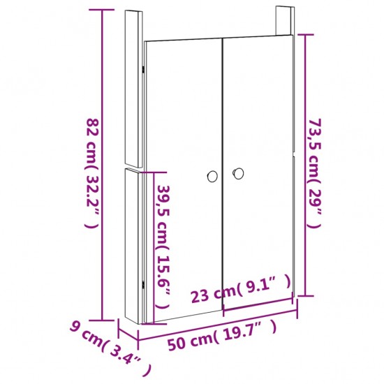 Lauko virtuvės durelės, 2vnt., juodos, 50x9x82cm, pušis