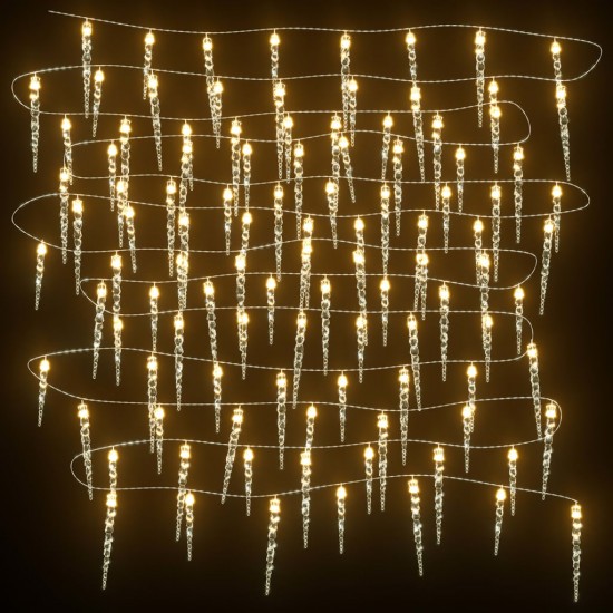 Kalėdinė girlianda varvekliai, 100 šiltų baltų LED, akrilas/PVC