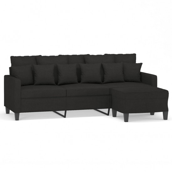 Trivietė sofa su pakoja, juodos spalvos, 180cm, audinys