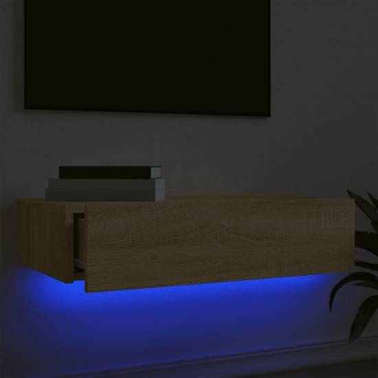 Televizoriaus spintelė su LED lemputėmis, ąžuolo, 60x35x15,5cm