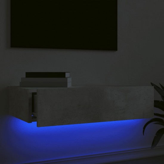 Televizoriaus spintelė su LED lemputėmis, betono, 60x35x15,5cm