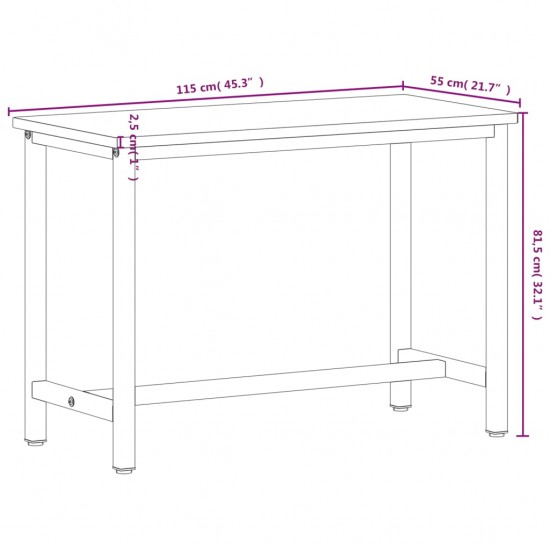 Darbastalis, 115x55x81,5cm, bukmedžio masyvas ir metalas