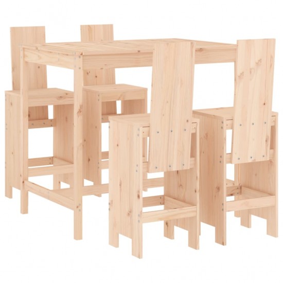 Sodo baro baldų komplektas, 5 dalių, pušies medienos masyvas