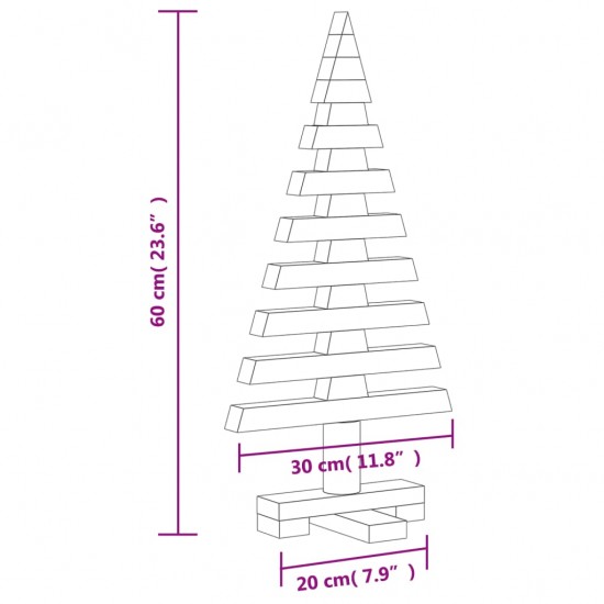 Medinė Kalėdų eglutė, 60 cm, pušies medienos masyvas