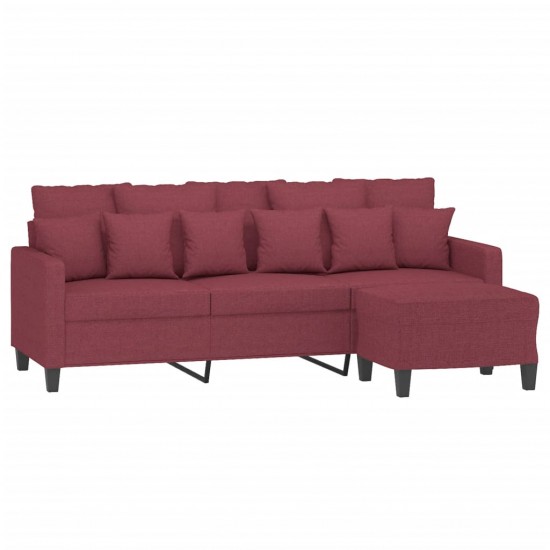 Trivietė sofa su pakoja, raudonojo vyno spalvos, 180cm, audinys