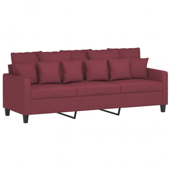 Trivietė sofa su pakoja, raudonojo vyno spalvos, 180cm, audinys