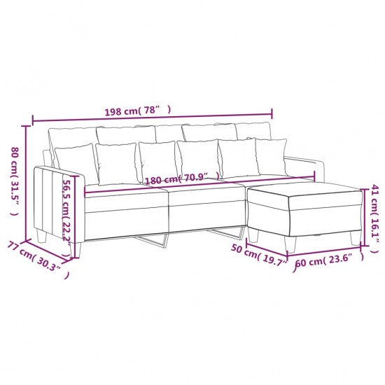 Trivietė sofa su pakoja, raudonojo vyno spalvos, 180cm, audinys