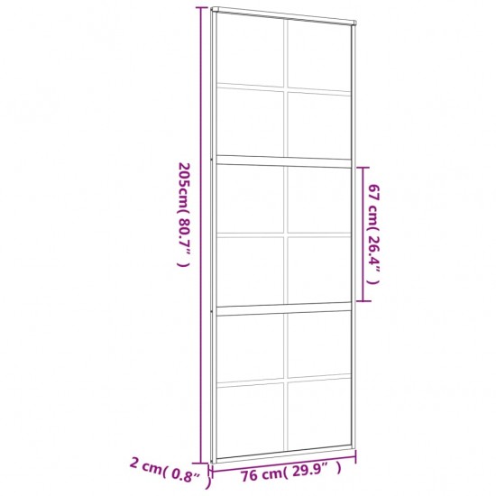 Stumdomos durys, auksinės, 76x205cm, ESG stiklas ir aliuminis