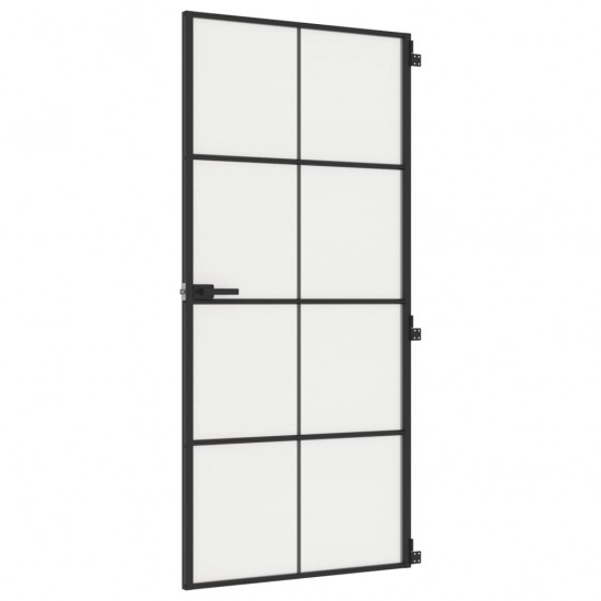 Vidaus durys, juodos, 93x201,5cm, grūdintas stiklas/aliuminis