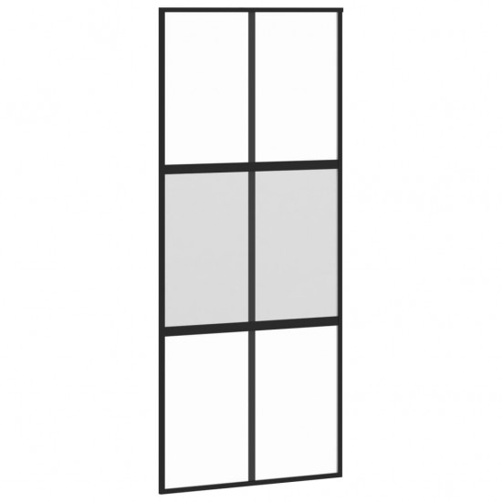 Stumdomos durys, juodos, 90x205cm, grūdintas stiklas/aliuminis