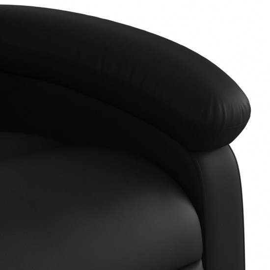 Atlošiamas masažinis krėslas, juodos spalvos, dirbtinė oda