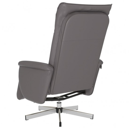 Atlošiama kėdė su pakoja, pilkos spalvos, dirbtinė oda
