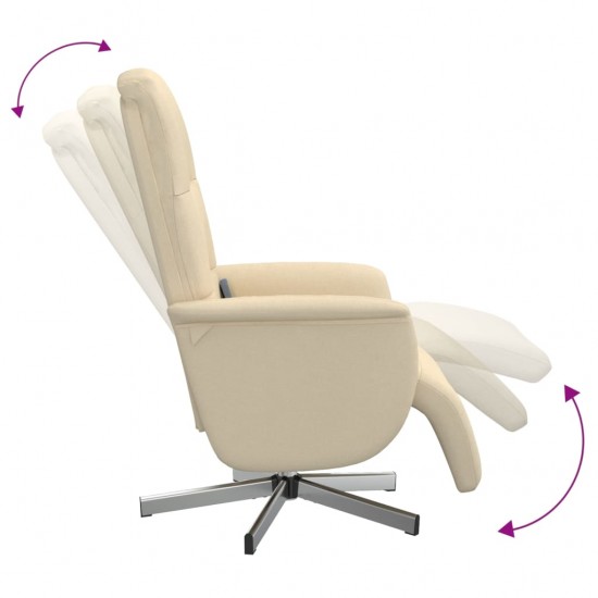 Atlošiama masažinė kėdė su pakoja, kreminės spalvos, audinys