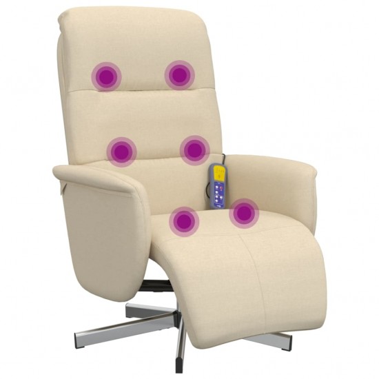 Atlošiama masažinė kėdė su pakoja, kreminės spalvos, audinys