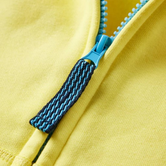 Vaikiškas sportinis megztinis su gobtuvu ir užtrauktuku, geltonas