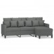 Trivietė sofa su pakoja, tamsiai pilkos spalvos, 180cm, audinys