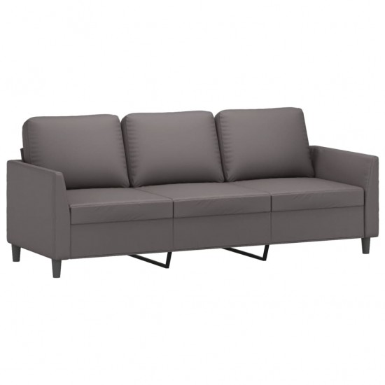 Trivietė sofa, pilkos spalvos, 180cm, dirbtinė oda