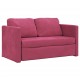 Grindų sofa-lova, 2-1, raudonojo vyno, 122x204x55cm, aksomas
