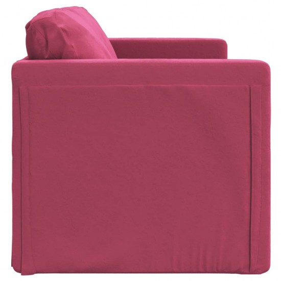 Grindų sofa-lova, 2-1, raudonojo vyno, 122x204x55cm, aksomas