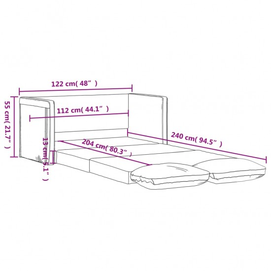 Grindų sofa-lova, 2-1, mėlynos spalvos, 122x204x55cm, aksomas