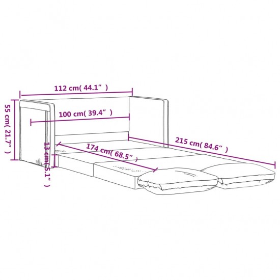 Grindų sofa-lova, 2-1, kreminė, 112x174x55cm, dirbtinė oda