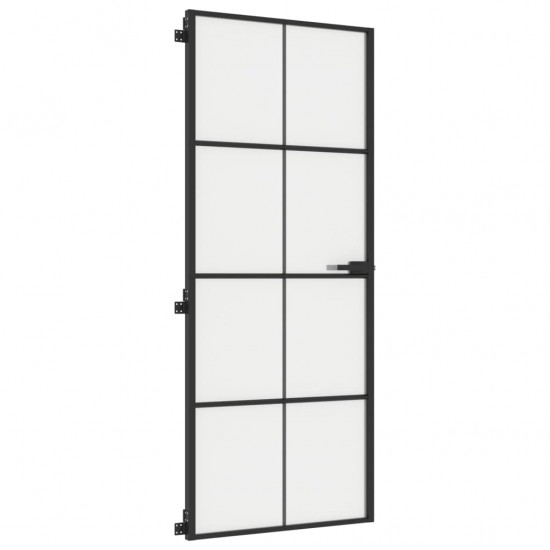 Vidaus durys, juodos, 83x201,5cm, grūdintas stiklas/aliuminis
