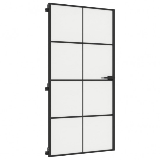 Vidaus durys, juodos, 102,5x201,5cm, stiklas ir aliuminis