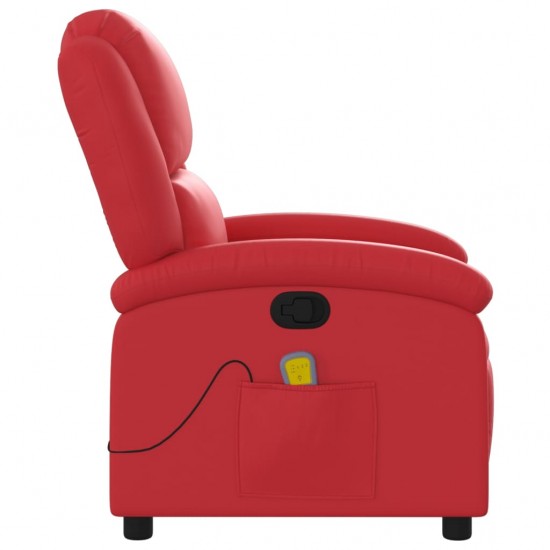Atlošiamas masažinis krėslas, raudonos spalvos, dirbtinė oda