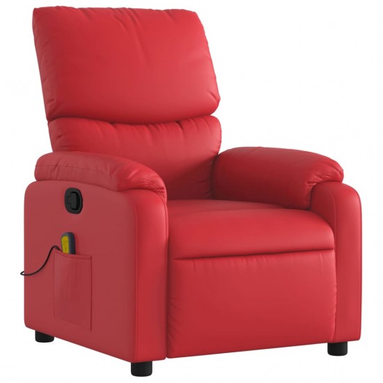 Atlošiamas masažinis krėslas, raudonos spalvos, dirbtinė oda