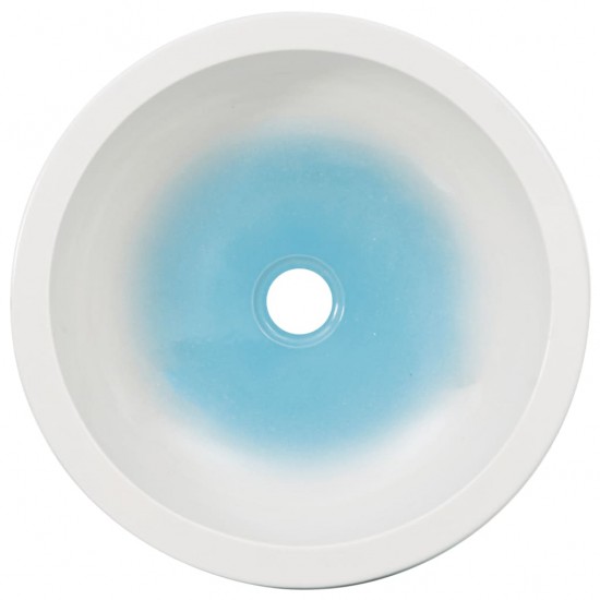 Praustuvas ant stalviršio, baltas/mėlynas, 41x14cm, keramika