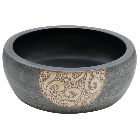 Praustuvas ant stalviršio, juodas/rudas, 41x14cm, keramika