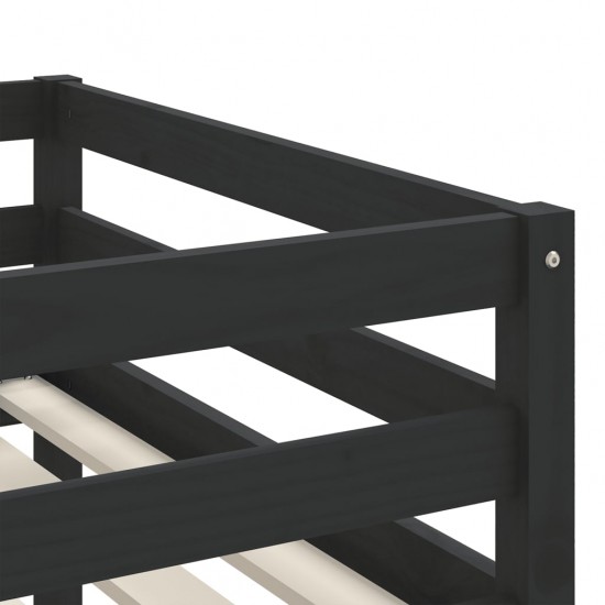 Aukšta vaikiška lova su kopėčiomis, juoda, 80x200cm, pušis