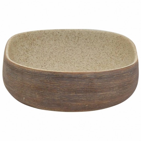 Praustuvas, smėlio ir rudas, 59x40x14cm, keramika, ovalus