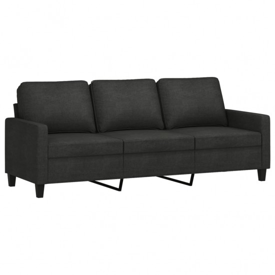 Trivietė sofa, juodos spalvos, 180cm, audinys