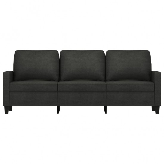 Trivietė sofa, juodos spalvos, 180cm, audinys