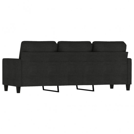 Trivietė sofa, juodos spalvos, 180cm, audinys