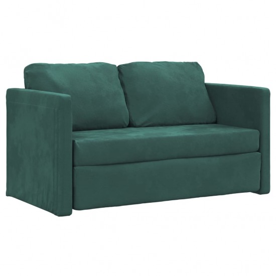 Grindų sofa-lova, 2-1, tamsiai žalia, 122x204x55cm, aksomas