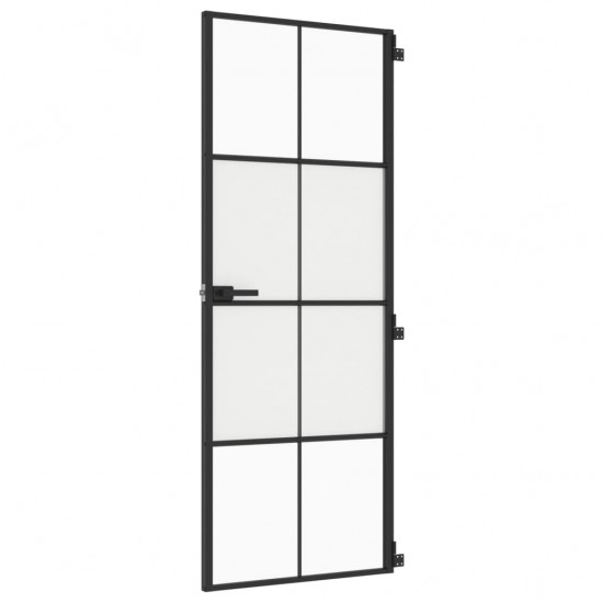 Vidaus durys, juodos, 76x201,5cm, grūdintas stiklas/aliuminis