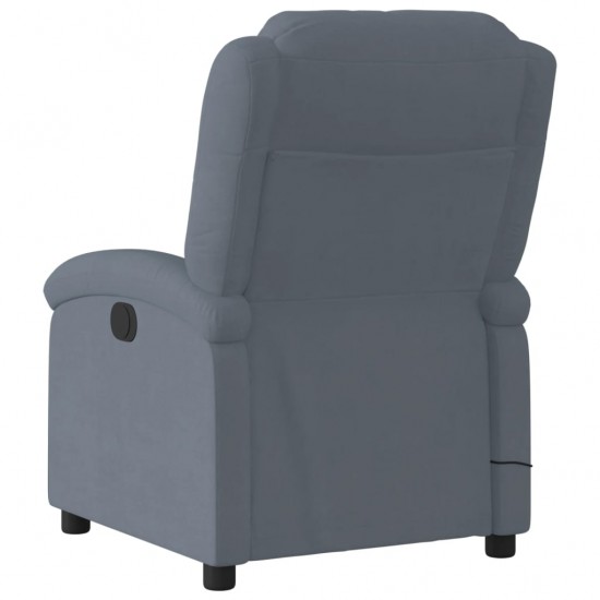 Atlošiamas masažinis krėslas, tamsiai pilkos spalvos, aksomas